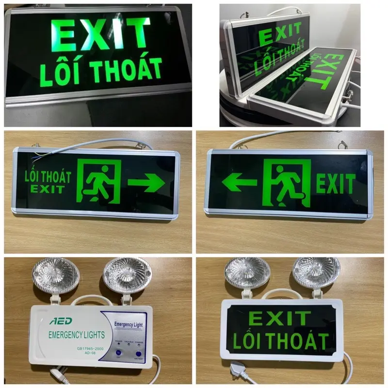 Đèn Exit 1 mặt có chữ lối thoát Đèn Exit 2 mặt có chữ lối thoát đèn sự cố 0