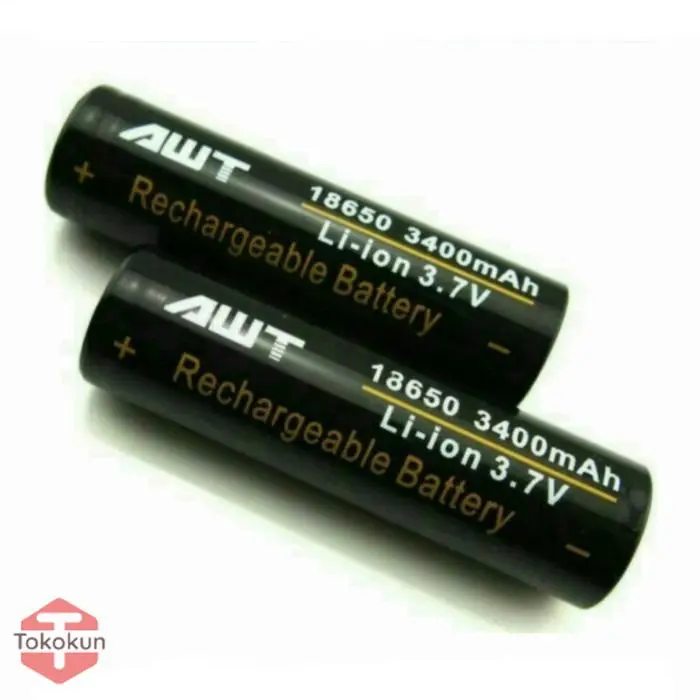 Battery AWT 18650 3400 Mah Black Hitam Batre Baterai 0