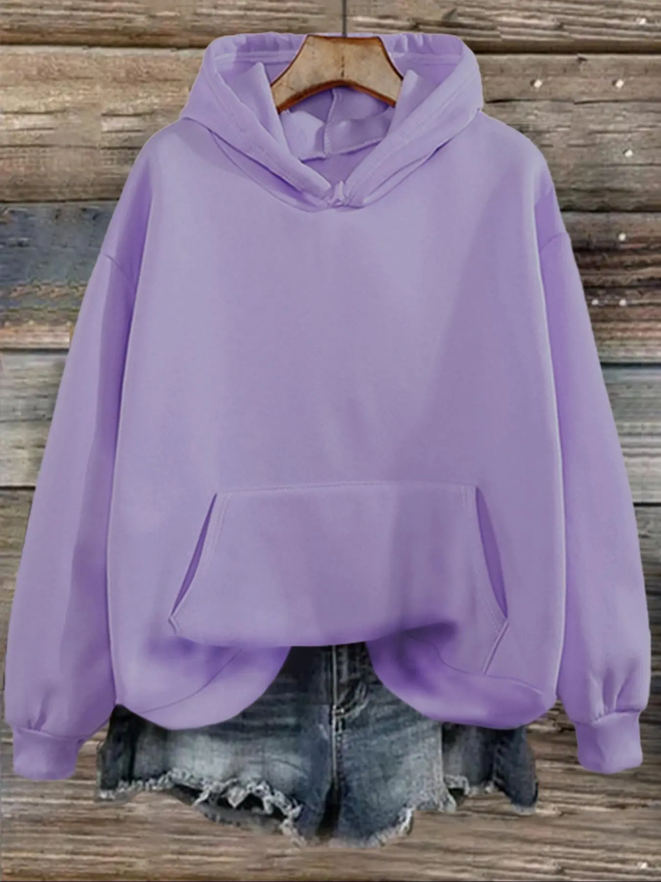 【Plus Size】 Plain Drop Shoulder Hoodie, Casual Drawstring Pocket Hooded Sweatshirt for Fall & Winter, Women's Plus Clothing for Daily Wear