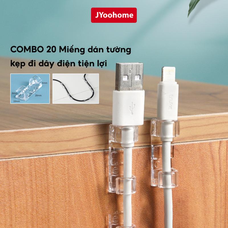 COMBO 100 Miếng Dán Tường Đi Dây Điện JYoohome Nẹp Giữ Dây Điện Kẹp Dây Sạc Điện Thoại Máy Tính
