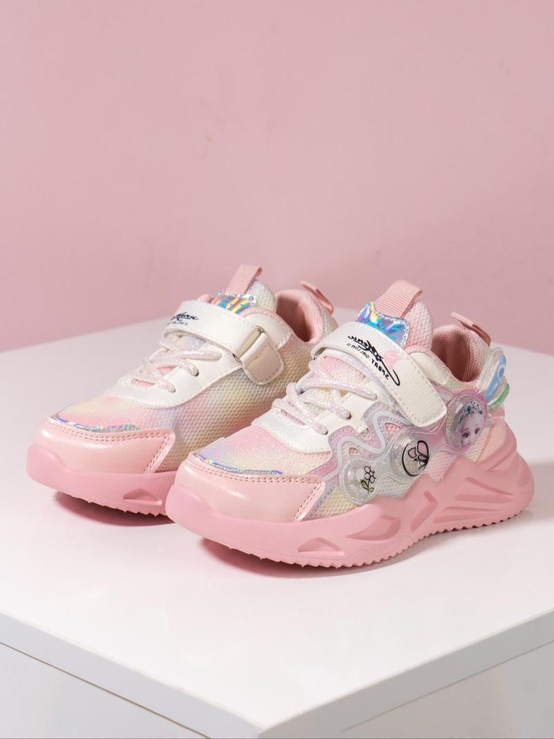 Product Introduction of Girl's Cute Cartoon Pattern Contrast Mesh Design Sneakers, Casual Comfortable Breathable Sports Shoes, All-match Round Toe Sneaker for Daily Wear 10