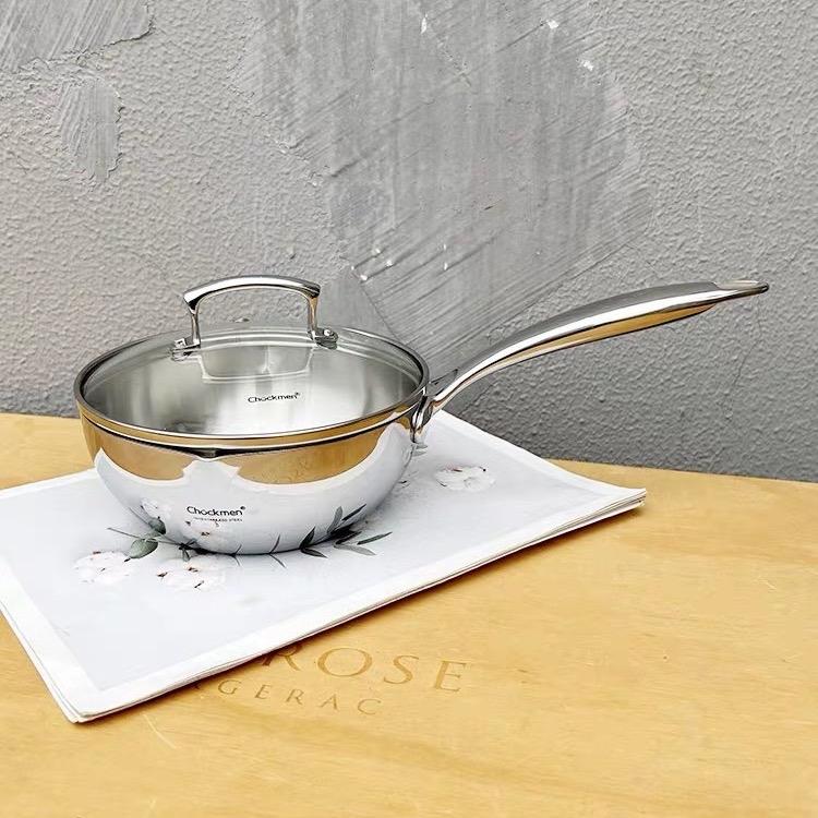 Quánh inox Chockmen 16cm kèm vung kính dày dặn
