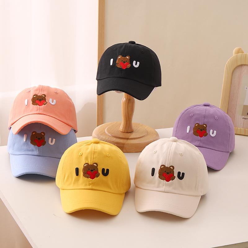 Spring and Autumn children's hats Boys and girls cartoon embroidered ...