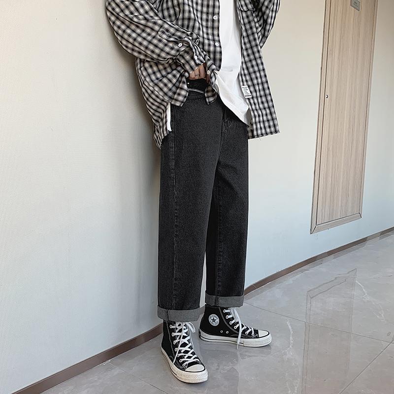 Product Introduction of Celana Jeans Pria Oversize Celana Panjang Pria Dewasa  Kulot Casual Hitam Straight Jeans Jumbo Celana Jeans Putih Wide Leg Pants Biru Baggy Boyfriend Pants Korean Style Denim Warna Blue Basic Promo Black s m l xl xxl xxxl 9