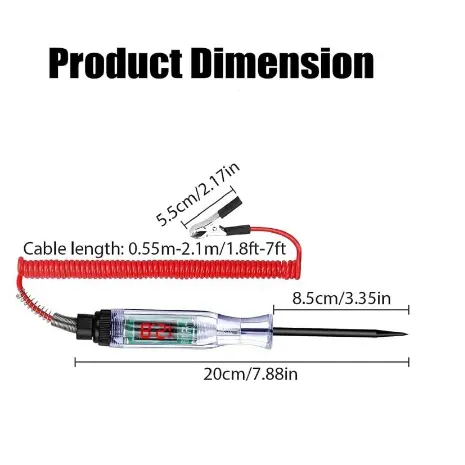 【idmobil】12V-24V Auto Voltage Universal Digital Obeng Testpen DC Display Long Probe Pen Light Logam 3