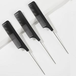 Peine de cola de rato portátil, set de 3 piezas profesionales con peines para estilizar el cabello y punta de acero inoxidable, herramientas de estilizado para salón y hogar