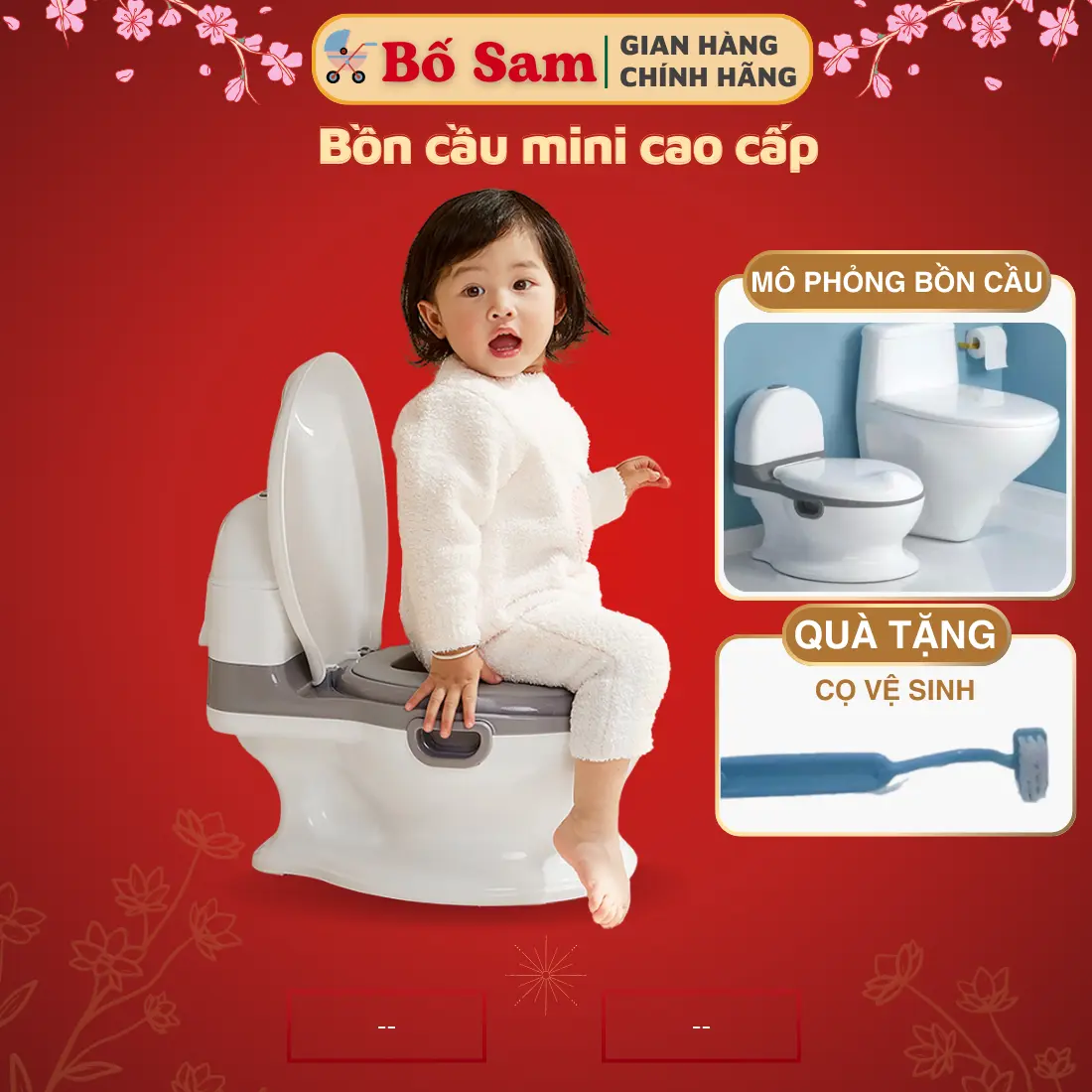 Bô vệ sinh đa năng Bố Sam, bồn cầu mini cho bé từ 1 Tuổi đến 4 tuổi chống trơn trượt, chất liệu nhụa ABC cao cấp kho  thiết