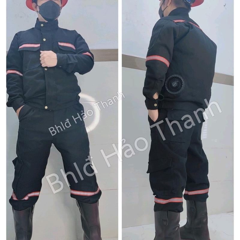  quần áo jeans đen bảo hộ thợ hàn ,gắn quạt điều hòa chống xĩ hàn,tia lửa điện 2024  chưa quạt  