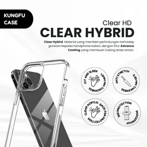 Kung Fu Case Clear Hybrid Premium Hybrid Crystal Case POLOS Iphone 11, 11 Pro, 11 Pro Max, XR, XS, XS Max dengan Anti Gores Gratis dan Fitur Shockproof di Empat Ujung Case