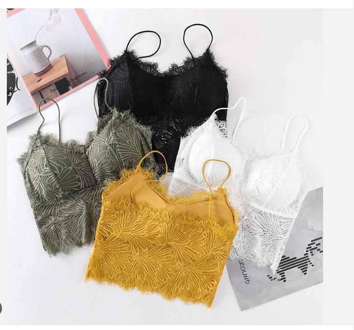 Áo hai dây bra ren lá có mú lót A285 size dưới 50kg Nữ