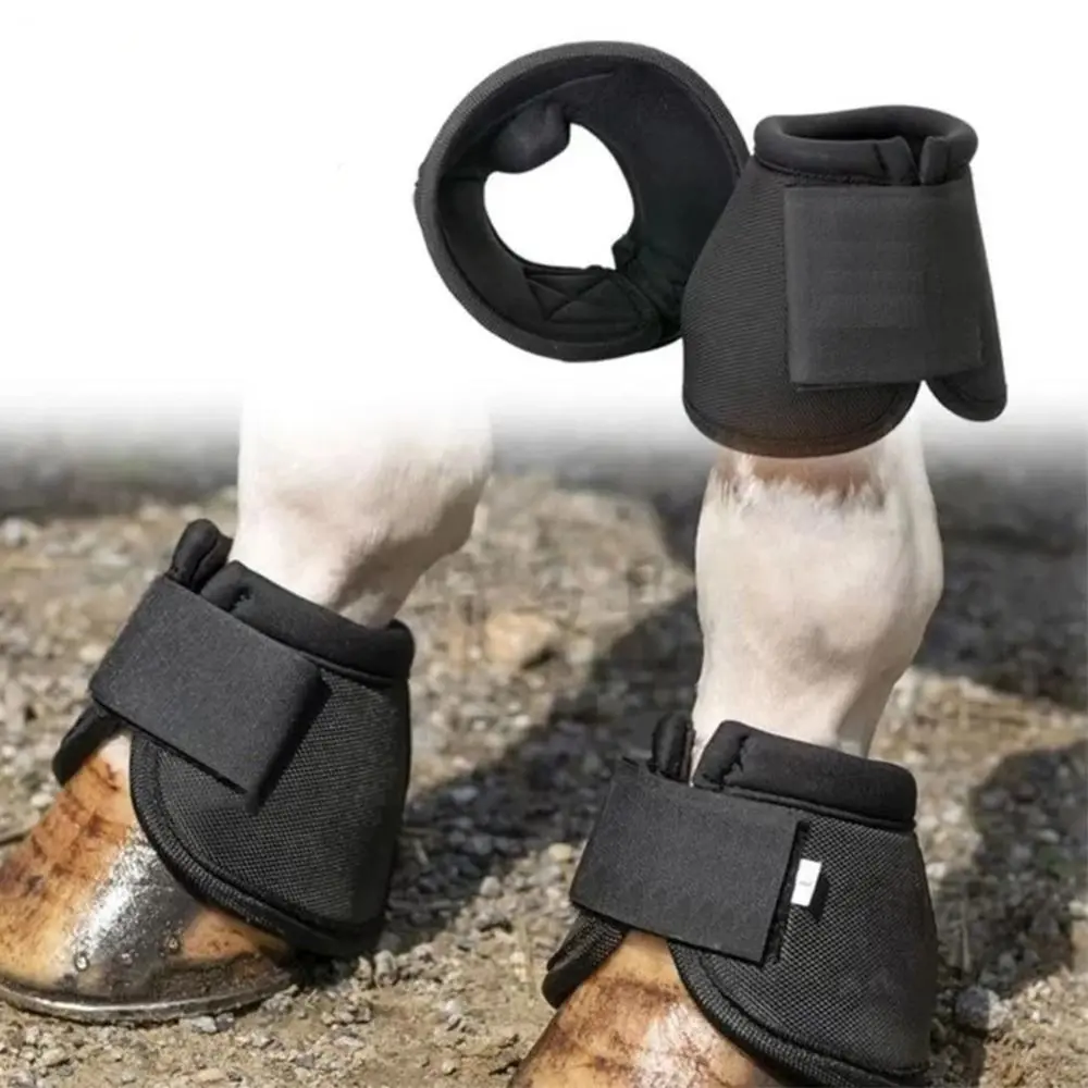 1pair Protective Gear Durable Horse Feet Guards Black Tear Resistant Horse Boots Oxford Fabric Sturdy Hoof Wrists Protector Equestrian Equipment
