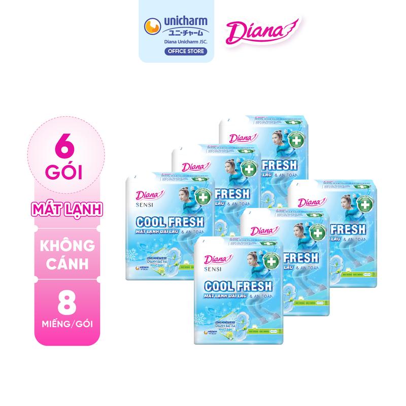 [COMBO 6] Diana Băng vệ sinh Sensi CoolFresh Siêu mỏng không cánh (gói 8 miếng)