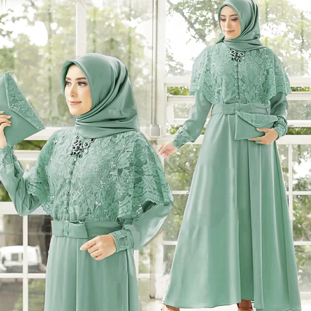 Nadine Long Dress Belt Pinggang Brukat Gamis Brokat Terbaru 2023 Modern dan Maxi  Kekinian Pesta Pernikahan Muslim Wanita Kondangan  Remaja  Mewah  Dewasa  Lebaran  Gaun  Muslim Wanita
