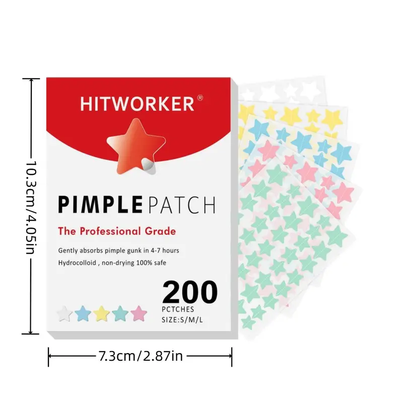 Acne Patch, 200pcs/set Star Shaped Acne Absorbing Cover Patch, Hydrocolloid Acne Patches for Face Zit Patch Acne Dots 1