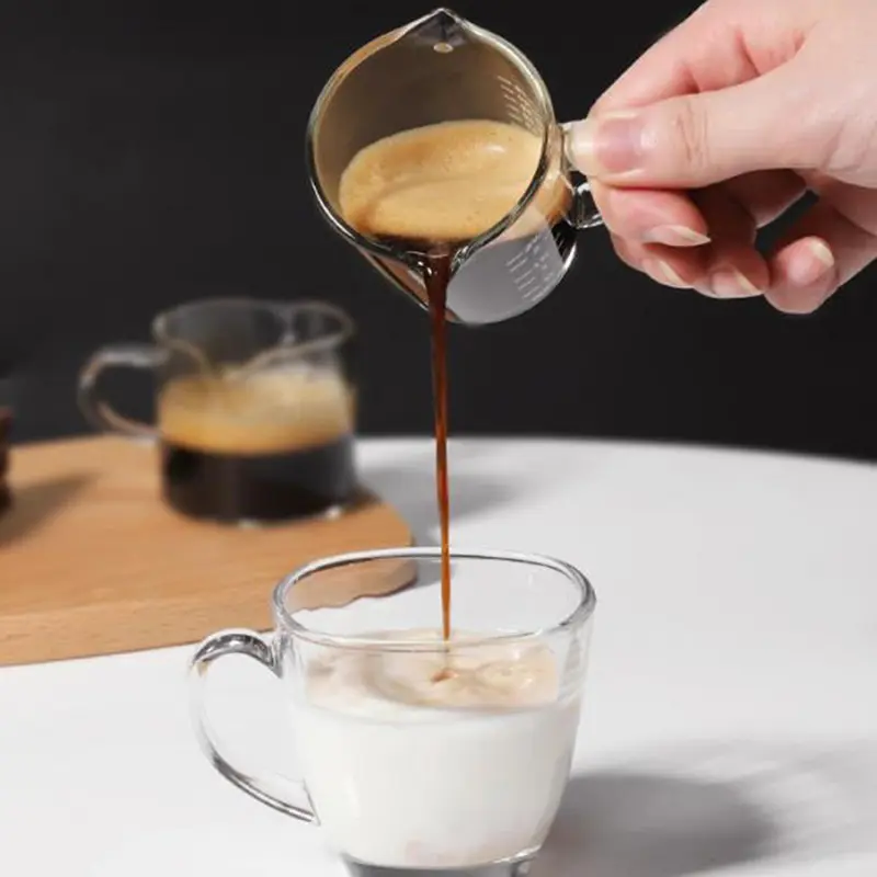 Cốc Đong Thủy Tinh Có Vòi Đôi, 70 / 75Ml, Espresso Shot, Tay Cầm Chịu Nhiệt, Cân Trong, Rượu, Sữa, Cà Phê, Bình Đong 5