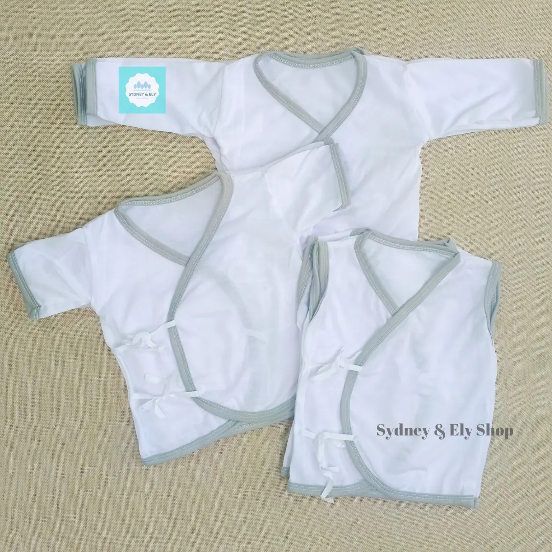 6 PCS ORDINARY GRAY Baby Newborn Tie Side Set Infant Wear Clothes