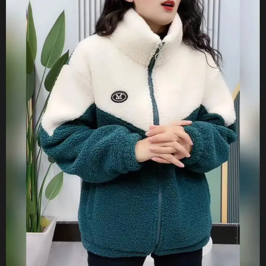 2023 Winter Warm Women's Coat Casual Cotton-Padded Clothes plus Velvet Thickening Stand Collar Zipper Autumn and Winter Women's Coat Wear Women Womenswear Jackets Tops Lingerie Comfort Longsleeve Outerwear High Neck