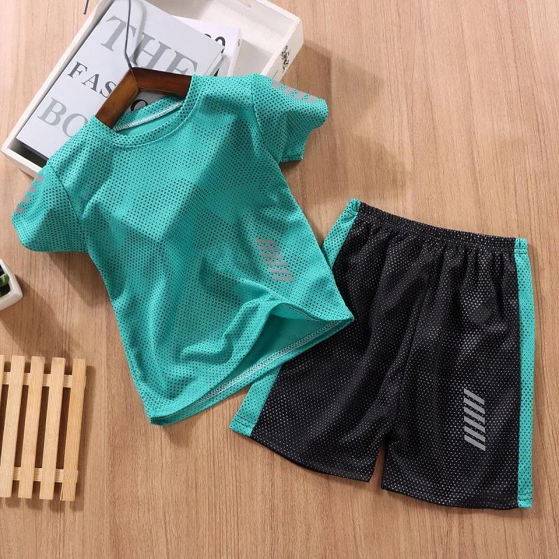Summer Baby Girls Clothes Set Breathable Sport Football Jogging T-Shirts And Shorts 2PCS Suit Children Boy Top Bottom Tracksuits 2