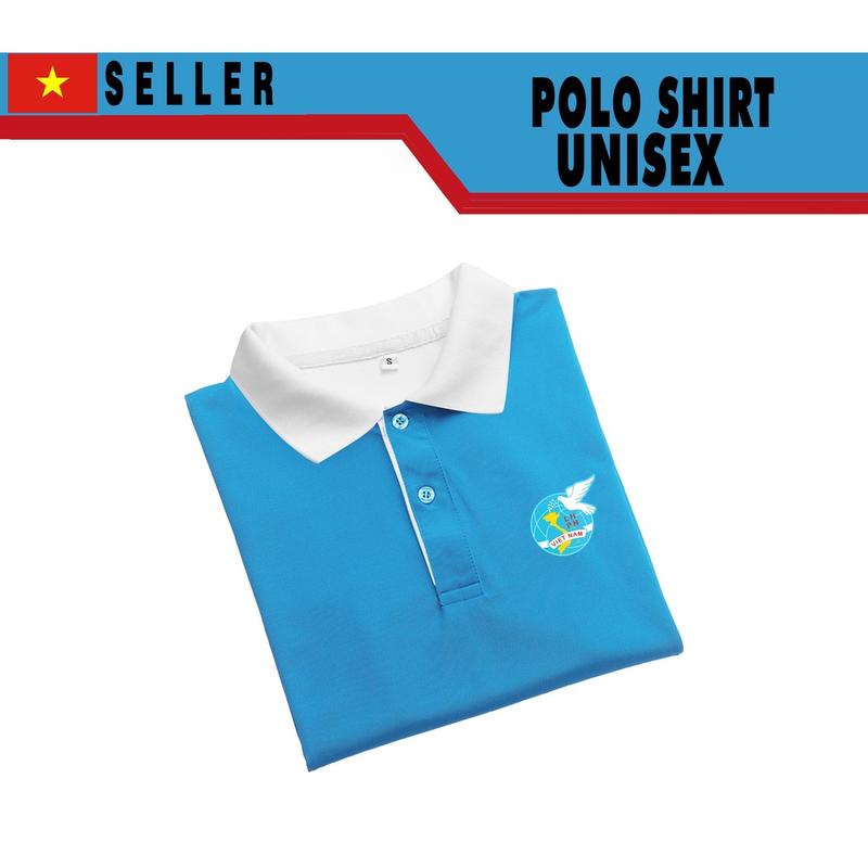 Áo thun đồng phục hội liên hiệp phụ nữ Việt Nam La'house Uniform Xanh YA Phối Cổ Trắng Top Polo Women