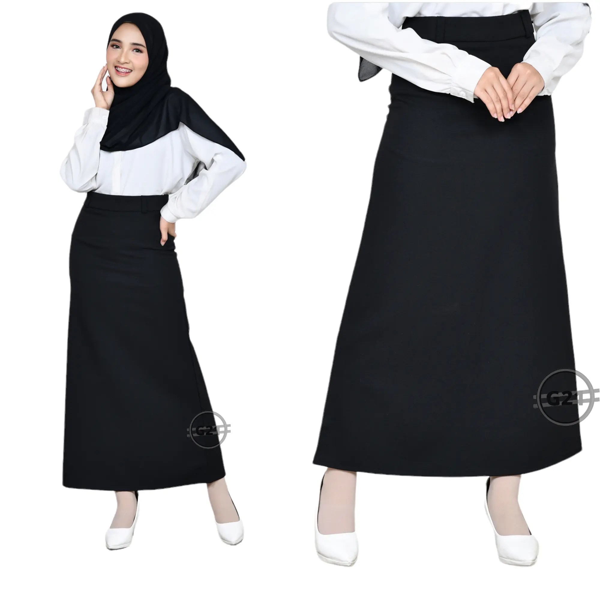 Rok Panjang Formal Hitam Polos Wanita Model A line Bahan Dasar Untuk Kerja Kantor Kuliah Ospek Ukuran Standar dan Jumbo Big size Polos A-Line Hitam