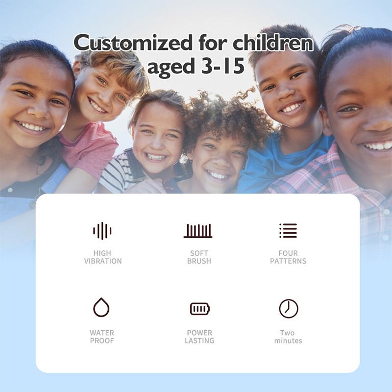 Product Introduction of Children's Electric Toothbrush With Replacement Heads Colorful Cartoon Ultrasonic Rechargeable Soft Hair Sonic Cleaning Brush adult  toothbrush portable  toothbrush 13