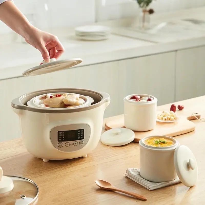 Nồi Bear 1.6l nấu cháo chậm ăn dặm cho  bé (1 thố to, 2 thố nhỏ) 5
