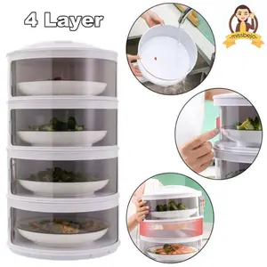 JEON Tudung Saji FIT 4 Susun Lebih Tebal Cover Multilayer Tempat Penyimpanan Makanan 4 Tingkat