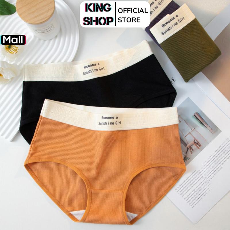 Quần lót nữ cotton cao cấp co giãn 4 chiều, mềm mại êm ái, thấm hút mồ hôi tốt, Quần chip nữ đáy may 2 lớp kháng khuẩn KING SHOP L1226 Women Cạp Cao