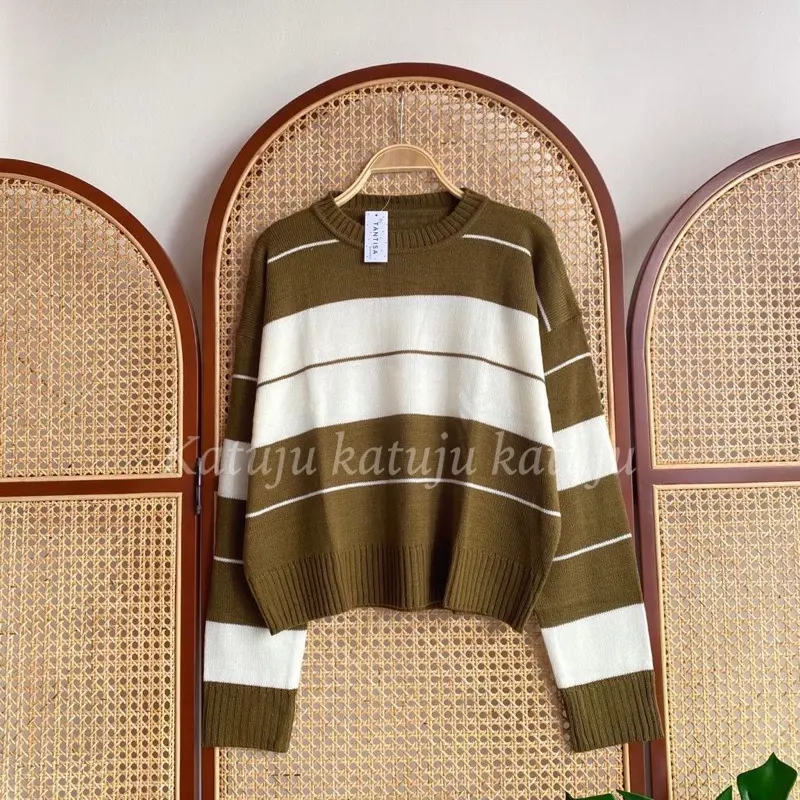 Atasan Rajut Motif Garis RINSYI 3