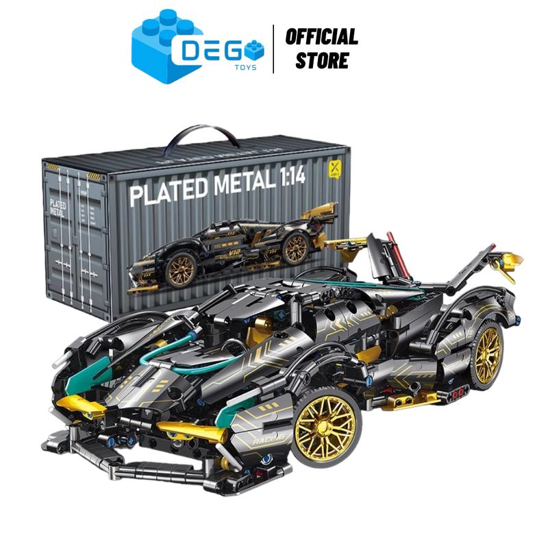 [ Điều Khiển Được ] Mô hình lắp ráp xe lambo V12 màu đen tỉ lệ 1:14, Đồ chơi lắp ráp siêu xe tỉ lệ 1:14 SKU  89109-autospeedbrick