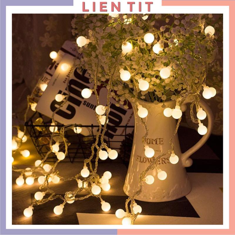 Dây đèn LED trang trí màu vàng ấm không nháy đầu cắm USB tiện lợi, Bóng đèn led decor phòng không gian ngày Tết, Noel