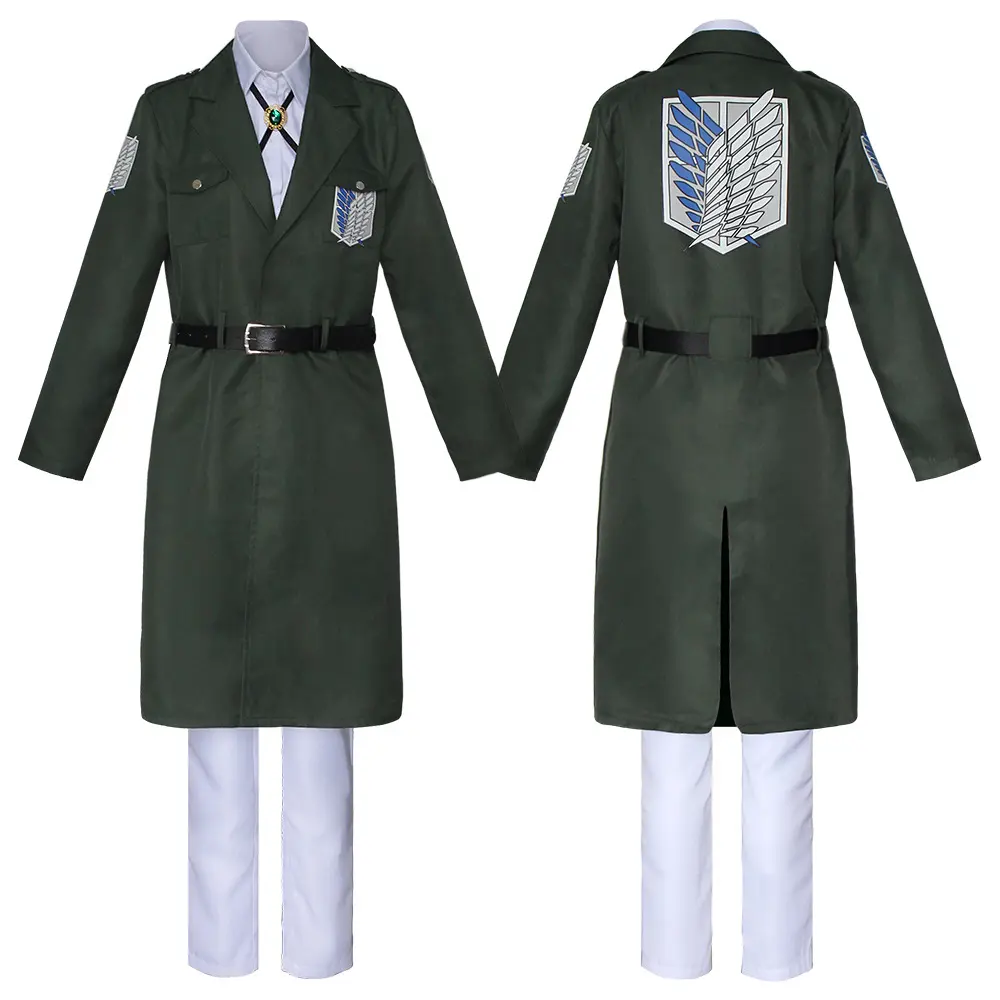 Attack on Titan Final Season Cosplay Costume - Survey Corps Military Green Coat Uniform Set |   Anime Outfit for Men & Women |   AOT Attack on Titan Cosplay