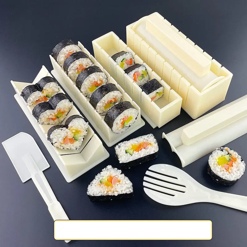 Khuôn Nhựa Làm Cơm Cuộn Sushi Kimbap Hình Tròn, Hình Vuông, Trái Tim An Toàn Tiện Dụng