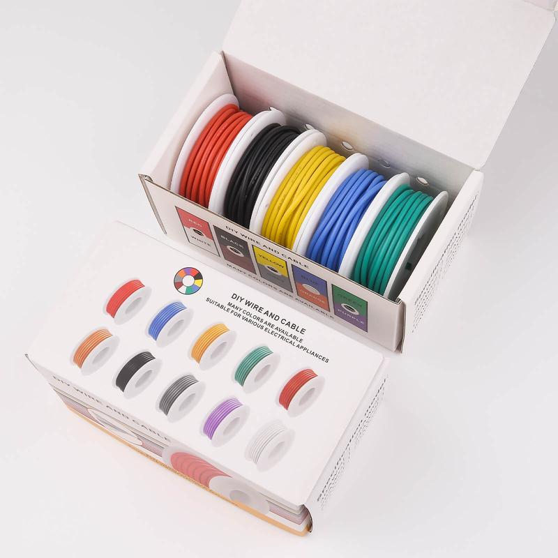 18 AWG Stranded Electrical Wire, 1 Set 18 Gauge Tinned Copper Wires, Flexible Silicone Electric Hookup Wire Kit, DIY/Automotive/Home/Power Wiring Kit 8
