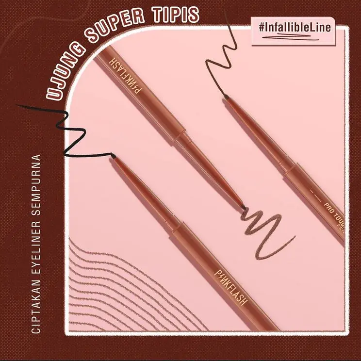 PINKFLASH #InfallibleLine Hyperfine Pro Touch Pencil Eyeliner Tahan Air Tahan Lama Pigmen Tinggi