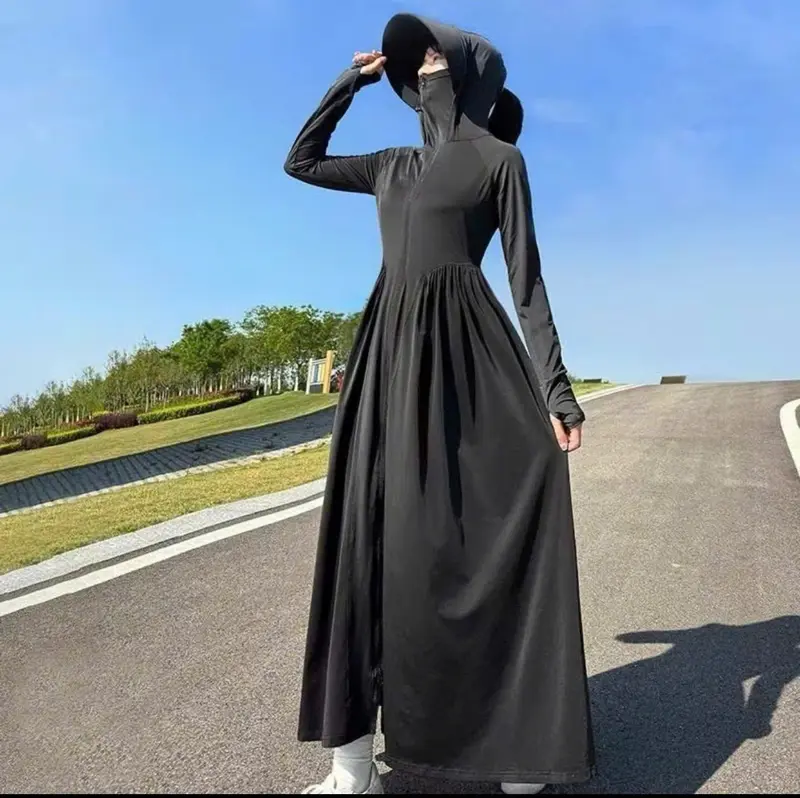 (2 Lớp) Áo Chống Nắng Dài Toàn Thân 2 Lớp Chất Thun Mát Dáng Váy Xoè Thời Trang 0
