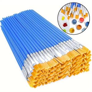 Set de pinceles de pintura, 50 piezas/set de pinceles de pelo redondo/plano de nailon para pintura en óleo, acrílico y acuarela, Materiales de arte para niños, artistas y principiantes