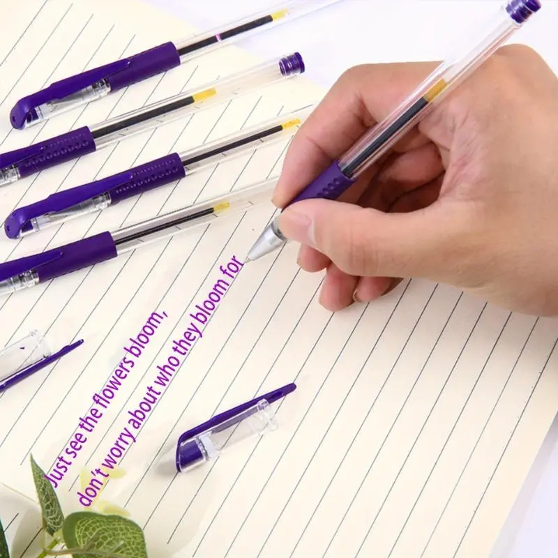 0.5mm Purple Ink Ballpoint Pen, 10pcs/set Quick Drying Ballpoint Pen, Lightweight Plastic Design Writing Pen for Office, School & Signature 4