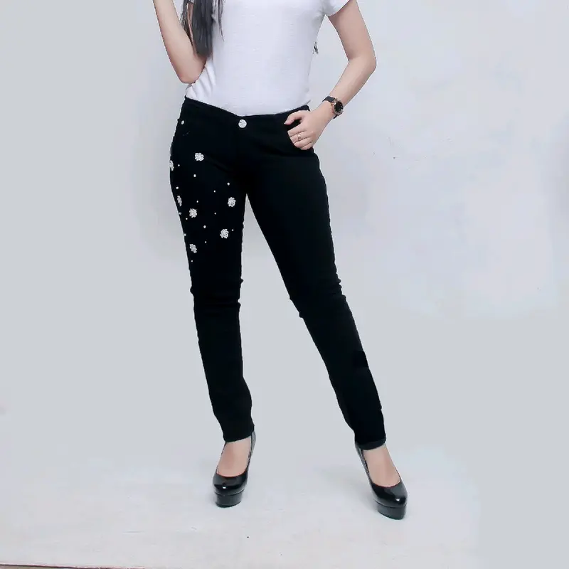 Celana jeans wanita mote bunga Melar Motif 1