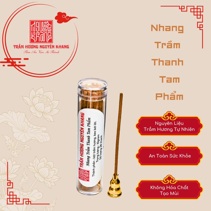 Nhang Trầm Thanh Tam Phẩm Loại 10cm Dùng Cho Phòng Diện Tích Nhỏ - Trầm Hương Nguyên Khang
