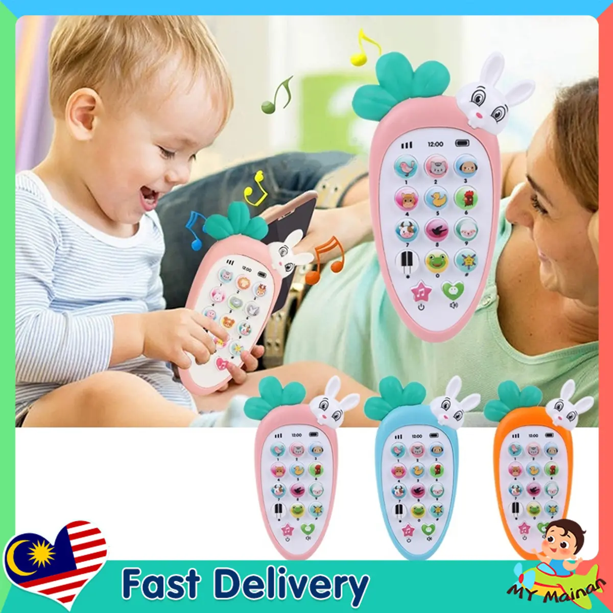 Phone Toy Music  Baby Kids Toys Chinese English Carrot Cute Shape Stimulation Lullaby
