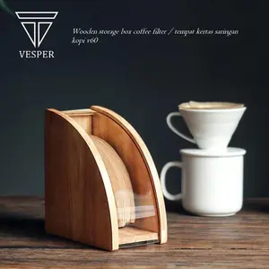 tempat box kayu menyimpan kertas saringan kopi / wooden storage box coffee filter paper holder v60 ( BISA CUSTOM LOGO / NAMA )