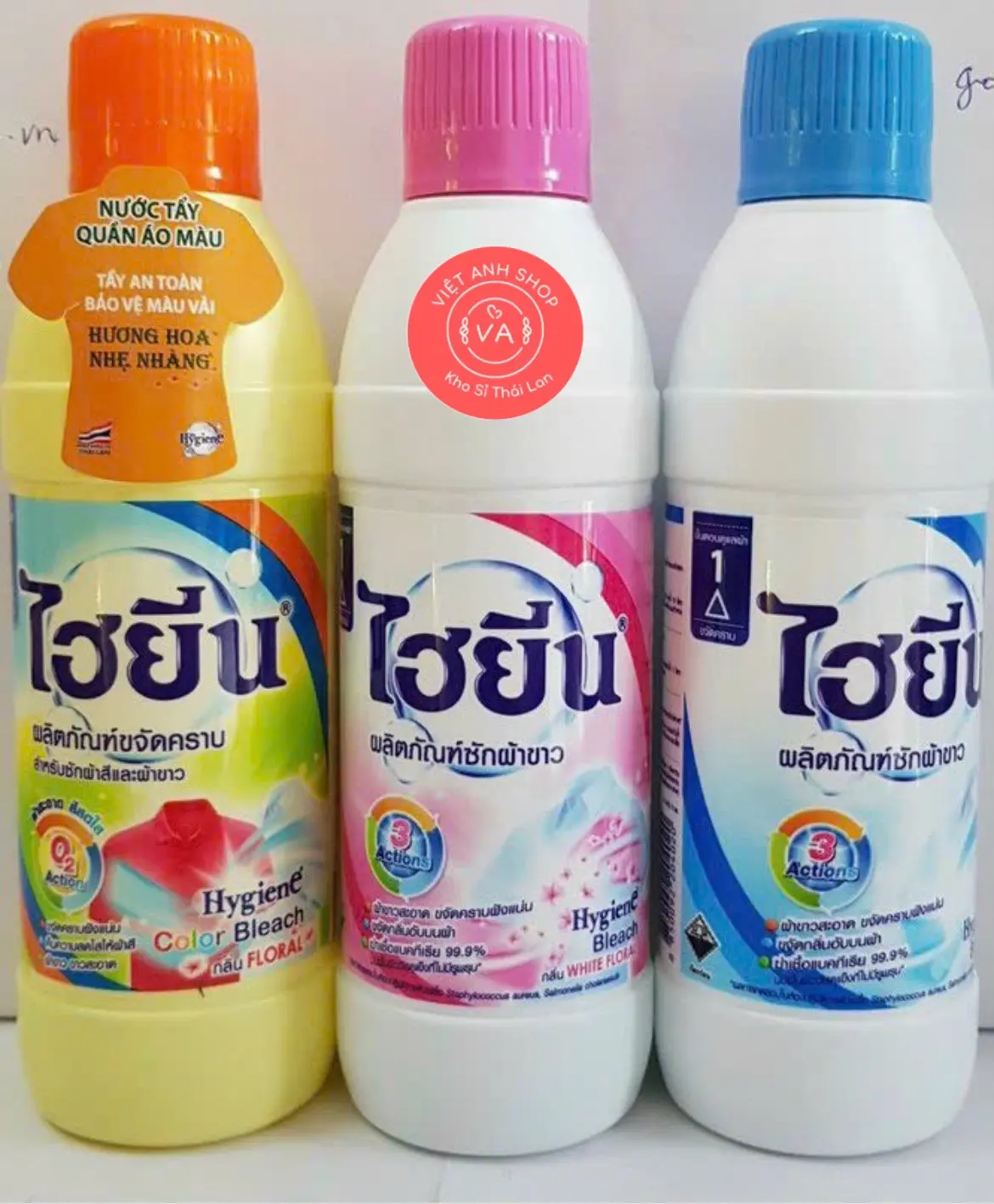 NƯỚC TẨY QUẦN ÁO MÀU, ÁO TRẮNG HYGIENE THÁI LAN 500 - 600ml/chai Làm Sạch