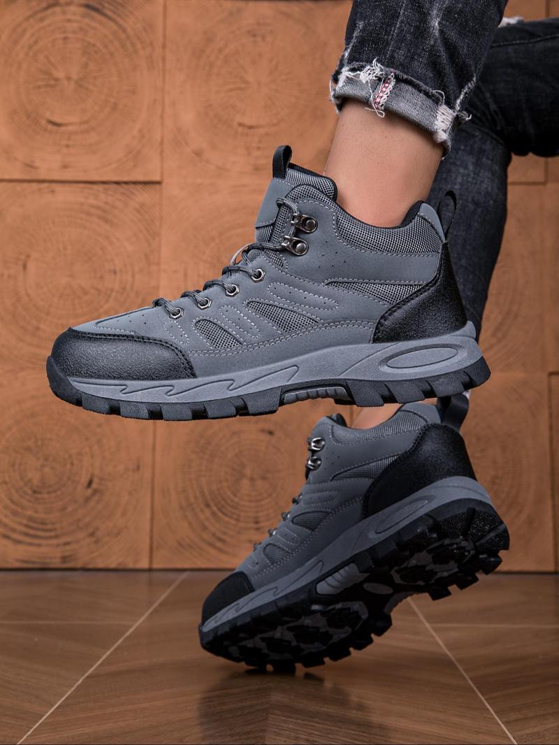 Product Introduction of Men's Fashionable Colorblock Lace Up Hiking Shoes, Casual Comfortable Outdoor Sports Shoes, Non-slip Outdoor Shoes for Daily Wear 5