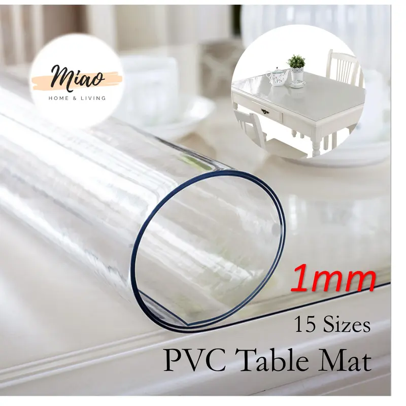Thảm trải bàn bảo vệ, dày 1mm, chất liệu PVC trong suốt, không thấm nước, phủ lên trên thảm trải bàn, thích hợp cho bàn cà phê và bàn làm việc, cung cấp khả năng bảo vệ 0