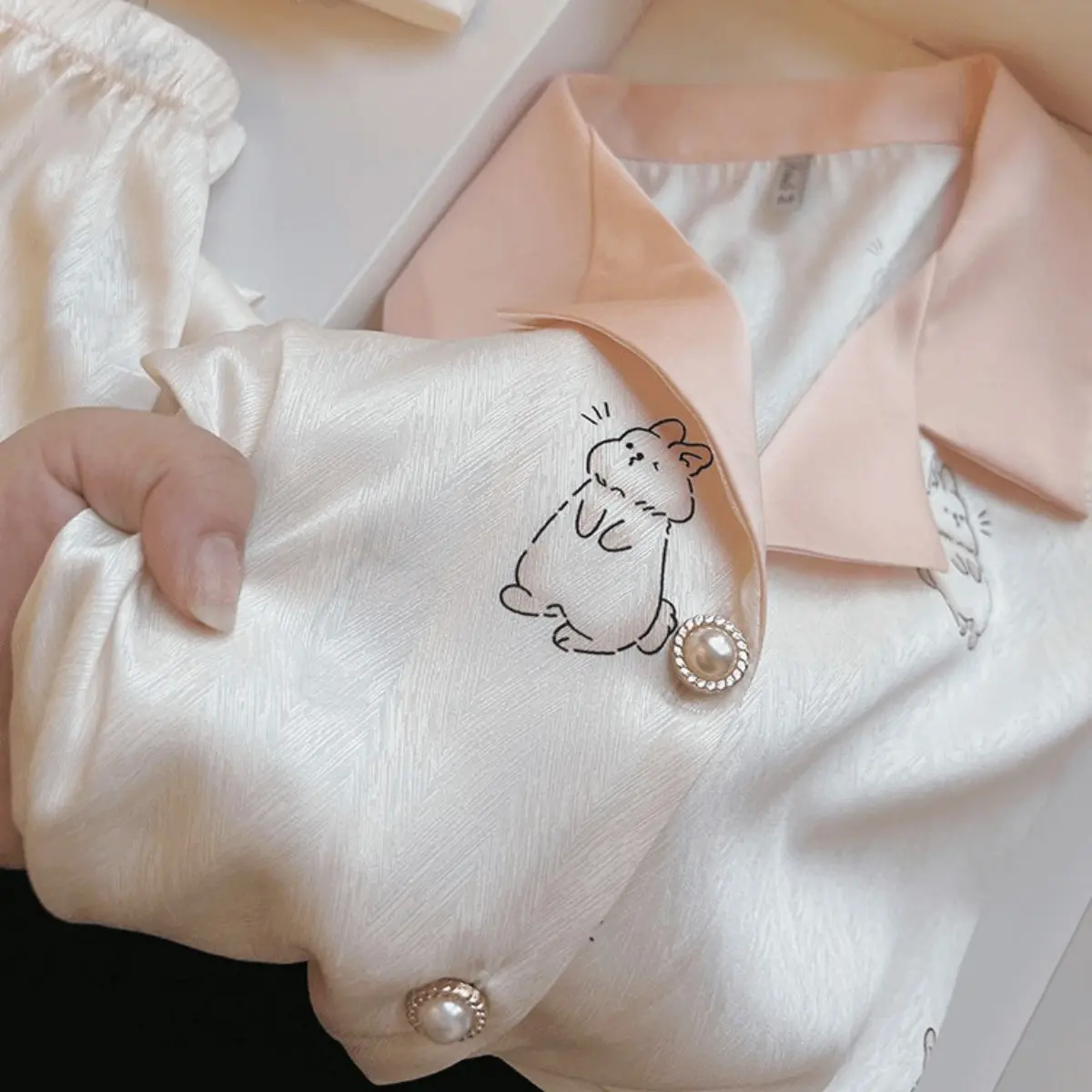 Pajamas Women Summer Ice Silk Short Sleeve Shorts Thin Student Silk Twill ins Dormitory Twill