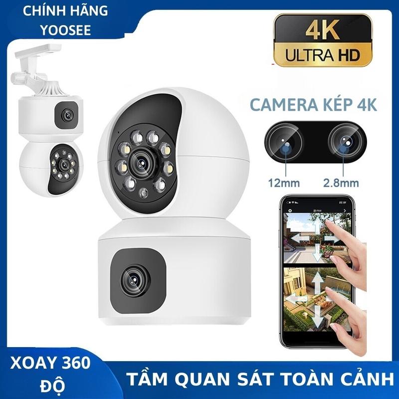 Product Introduction of (New 2024, KÈM CHÂN ĐẾ) Camera Wifi YOOSEE Không Dây 2 Mắt Xem 2 Màn Hình Cùng Lúc Xoay 360 Độ, Xem Đêm Có Màu, Hỗ Trợ Đàm Thoại 2 Chiều ezviz  komex bn 287 camera chống trộm  giọng cười camera  nhìn  đêm  như  ngày 0