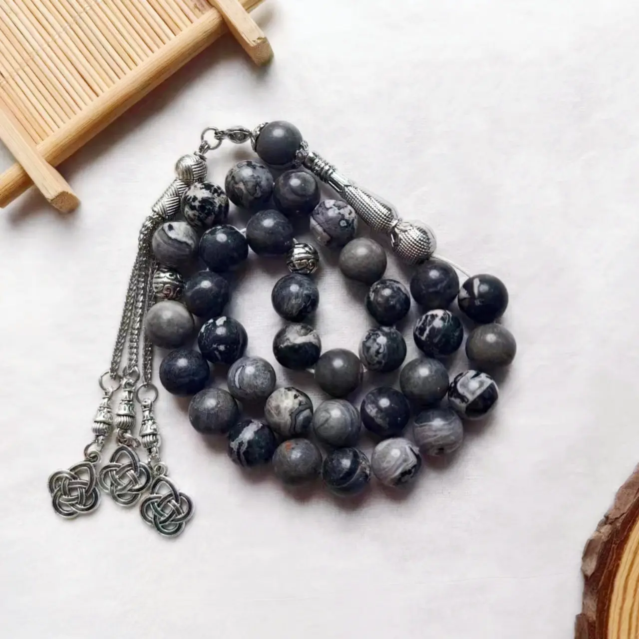 33 Pieces 10mm Map Stone Tasbih Stone Material Arabic Personalized Prayer Bracelet