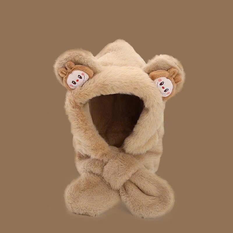 Mũ Kèm Khăn Hình LABUBUBU Chất Lông Thỏ Mềm Mịn Cho Bé Từ 2-7Tuổi,Mũ Trùm Đầu Kiêm Khăn Ấm Áp Mùa Đông Phong Cách Mới 2024