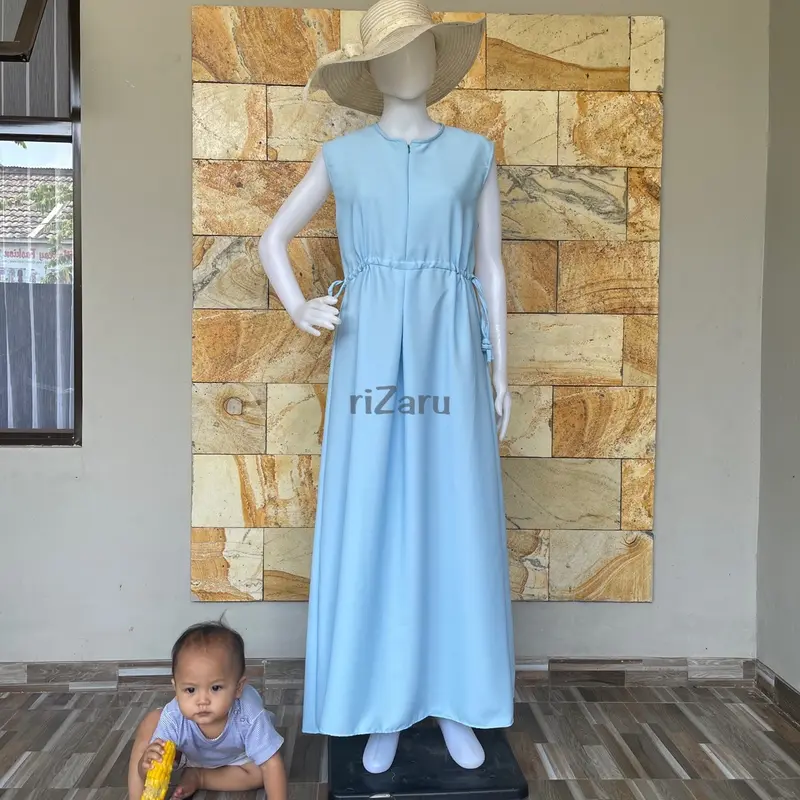 Inner dress Kutung gamis tanpa lengan kerut tali by riZAru 6